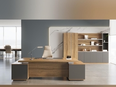 Warna Walnut Manajer Modern Meja Kantor Perabotan Komersial