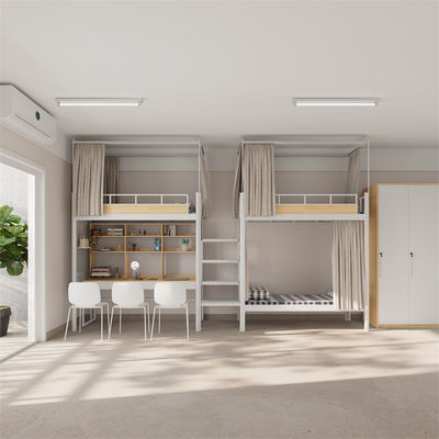 Beli Modern Furniture Student Bunk Bed School Dormitory Bunk Dengan Desk Support kustomisasi online manufacture