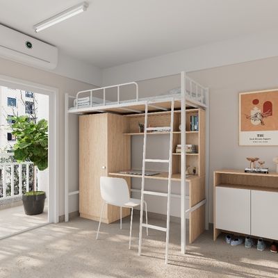 Beli 2000 X 900 X 2120mm Sekolah Asrama Bunk Bed Frame Dengan Meja Dan Lemari online manufacture