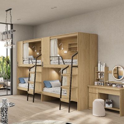 Beli Hostel-Siap Apartemen Modern yang tertutup dengan baik Tempat tidur kayu dan tangga baja online manufacture