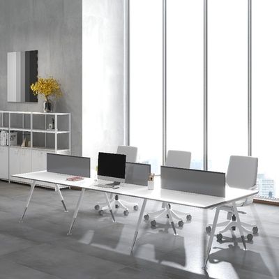 Beli Furnitur Kantor Komersial kustomisasi Meja Kaki Logam Empat Orang Customisable Finish Putih online manufacture