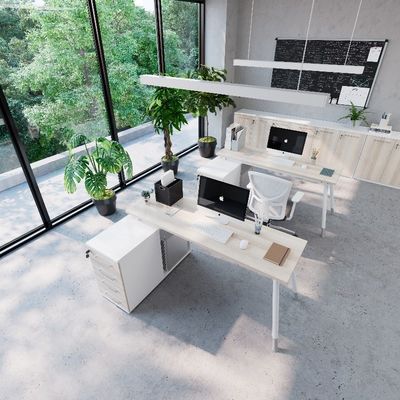 Beli Desain Ramping Meja Kantor Tunggal Dengan Lemari Penyimpanan untuk Perbaikan Perabot Komersial online manufacture