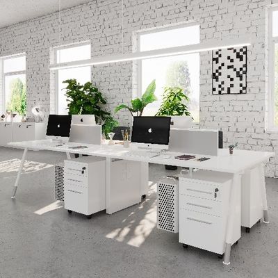 Beli Meja Pribadi Putih 4 Orang Dengan Screen Divider Storage Cabinet Dan Mainframe Rack Mendukung kustomisasi online manufacture