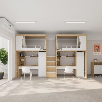 Beli Kasur besi ganda yang dapat disesuaikan dengan lebar yang sama di atas dan bawah kamar tidur sekolah asrama furnitur apartemen online manufacture