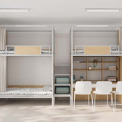 Beli Modern Design Metal Bunk Bed Dengan Meja Stabilitas Tinggi Furnitur Apartemen Dukungan kustomisasi online manufacture