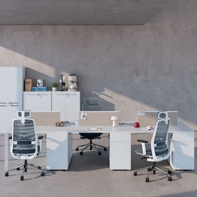 Beli Meja Kantor Modern Untuk Empat Orang Dengan Lemari File Terkunci Dukungan kustomisasi online manufacture