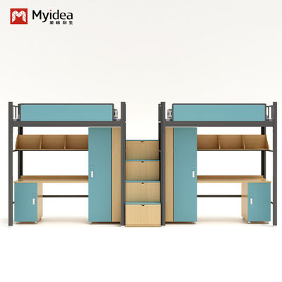 Beli ODM Layanan Student Bunk Bed Dengan Tangga Dan Meja Untuk Sekolah Dormitory Dukungan kustomisasi online manufacture