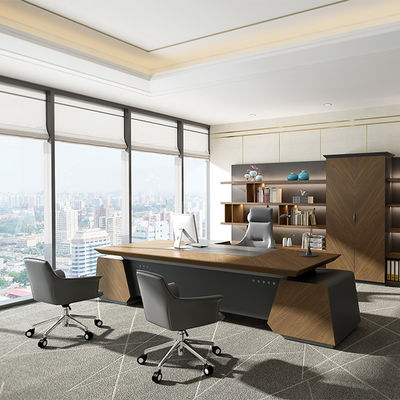 Beli Meja Kantor Boss Mewah Modern Meja Panel MDF Kayu Besar Dalam Warna Gelap Desain Klasik Untuk Penggunaan Kantor Dukungan kustomisasi online manufacture