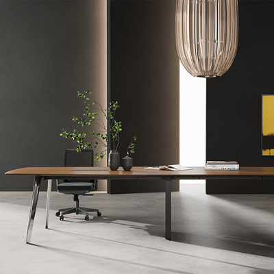 Beli Dukungan kustomisasi Desain Modern Kayu Hitam Biji Meja Konferensi Dengan Kaki Baja Gulung Dingin Furnitur Kantor untuk Ruang Pertemuan & Negosiasi online manufacture