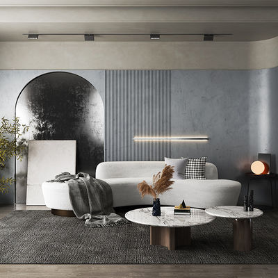Beli Dukungan kustomisasi Nordic Minimalism Kulit Sofa Set, Kantor, Kamar Tidur, Desain Arc Inovatif, Kaki Logam, Tiga kursi, Kain online manufacture
