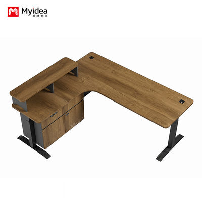 Beli Meja angkat listrik berbentuk L dengan ruang penyimpanan sub kabinet yang bergerak, meja utama dengan sistem pengumpulan kabel, meja kantor online manufacture