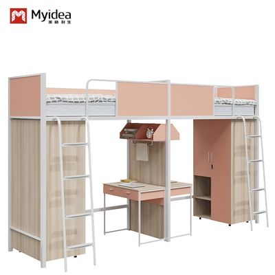 Beli Katil kayu kombinasi baja dengan ruang meja / penyimpanan dan perakitan yang dibutuhkan untuk asrama universitas online manufacture