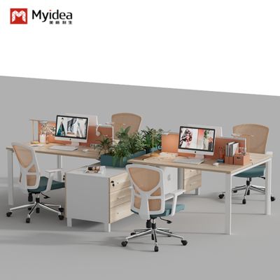 Beli Set meja dan kursi kantor staf, meja dan stan kantor karyawan, kantor keuangan, meja dan kursi layar empat orang online manufacture