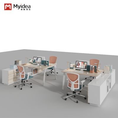 Beli Meja staf pabrik furnitur kantor Foshan yang menghadap dua orang dengan lemari, meja kantor yang dapat dikunci, meja komputer gaya layar online manufacture