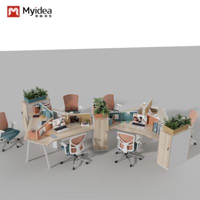 Beli Myidea Lemari penyimpanan besar, meja kantor, menghadap layar, meja dan kursi staf, dipasangkan dengan meja komputer, dan perabot kantor multi orang online manufacture