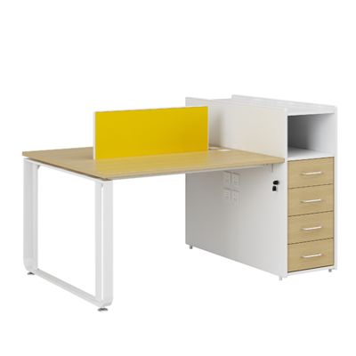 Two Staff Members Facing Each Other, Four Drawer Office Desk, Bright Color Screen, Office Furniture Desk