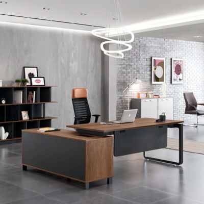 Beli kustomisasi Meja Kantor Orang Tunggal Modern Elegan dengan Papan Desktop Besar untuk Workstation Komputer Bos online manufacture