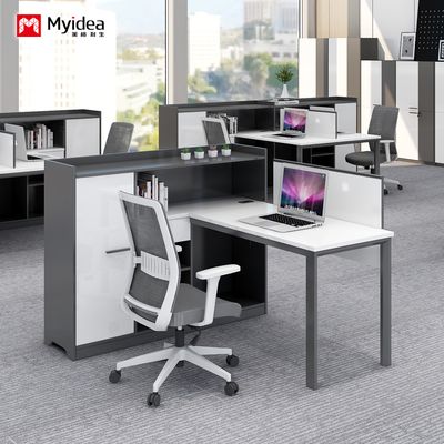 Beli Meja kantor berbentuk L Minimalis Modern untuk penyimpanan, Meja Komputer Praktis, Meja Screen Staf satu sisi online manufacture