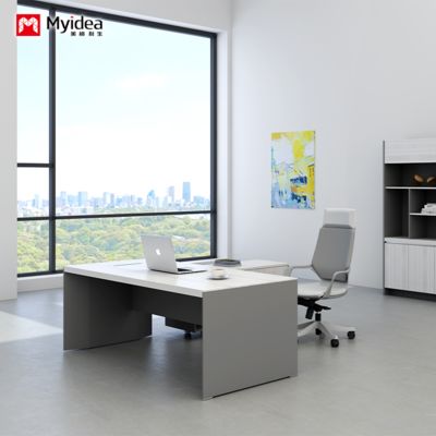 Beli kustomisasi proses cat putih baking meja kantor，meja bos modern dan modis，perabot kantor，meja komputer online manufacture