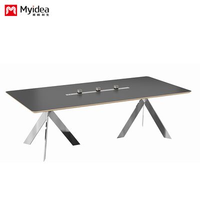customization Eleganthigh-end, fashionable office and conference table with shiny stainless steel feet, soft and comfortable skin feel fabric