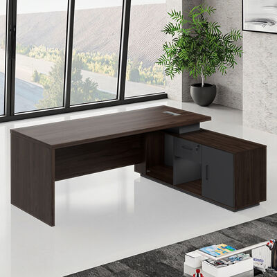 Executive Computer Desk Storage Cabinet Modern Wooden Panel Design Durable Eco-Friendly Construction Assembly Required