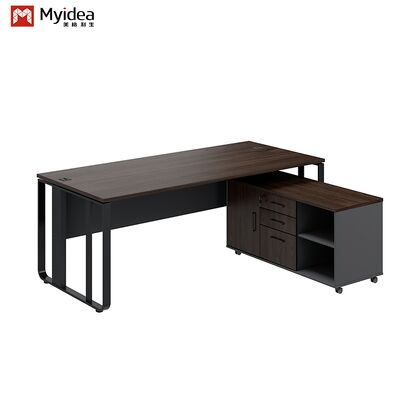 Beli Meja Eksekutif Bos Mewah Kontemporer dengan Desain Kaki Baja dan Sub-kabinet Penyimpanan untuk Bangunan Kantor online manufacture