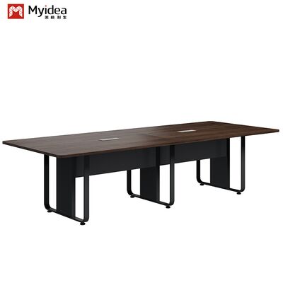 Beli Meja Konferensi Kayu Gelap Desain Modern Dengan Kaki Baja Rol Dingin Furnitur Kantor untuk Ruang Rapat & Negosiasi Grosir Pabrik online manufacture