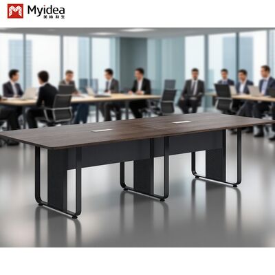Modern Design Dark Wood Grain Conference Table With Cold-Rolled Steel Legs Office Furniture for Meeting & Negotiation Rooms Factory wholesale