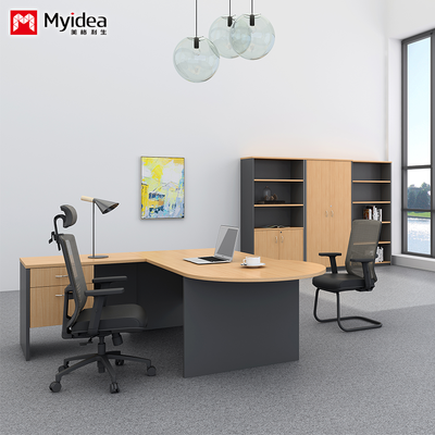 Beli Meja Eksekutif Berbentuk L, Bahan Papan Melamin, Tempat Kerja Sudut Luas untuk Kantor online manufacture