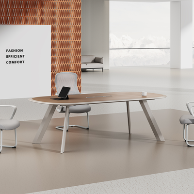 Beli Meja Konferensi Tepi Bulat Laminasi Vinyl PVC – Permukaan Dicat Mengkilap untuk Ruang Rapat Kantor online manufacture