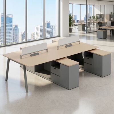 Beli Foshan Furniture Opposing 2-Seat Workstation Figure-8 Kaki logam, soket listrik yang sudah terpasang, Meja staf tahan lama untuk kabin kantor online manufacture