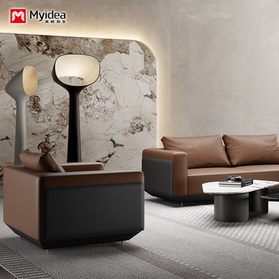 Beli Set Sofa Kulit Minimalis Nordic Kamar Tidur Kantor Desain Bagian Tradisional Kaki Logam Sofa Tempat Duduk Tunggal/Tiga online manufacture