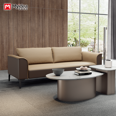 Beli Kantor Modern Resepsi Sofa Aluminium Alloy Baja Kaki Dukungan Kulit Sofa Sponge Densitas Tinggi Perundingan Resepsi online manufacture