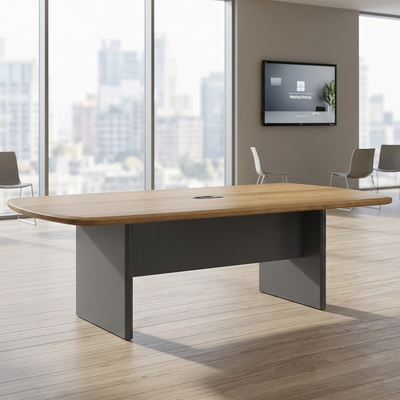 Beli Proses Lapisan Film PVC Meja konferensi ramah lingkungan modern dengan kabel fleksibel Furnitur kantor 8 kursi online manufacture