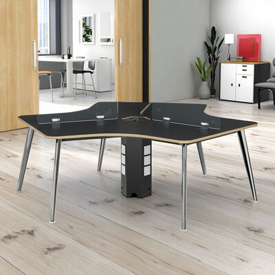 Beli Multi Person Menghadapi Staff Desk, Steel Foot Screen, Staff Workstation, Irregular Three Person Staff Desktop dengan Glass Screen online manufacture
