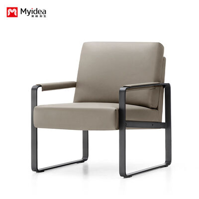 membeli Sofa Tunggal Kulit untuk Resepsionis Kantor Eksekutif, Busa Ketahanan Kepadatan Tinggi untuk Kenyamanan, Kaki Semprot Hitam Baja Karbon untuk Daya Tahan online manufacture