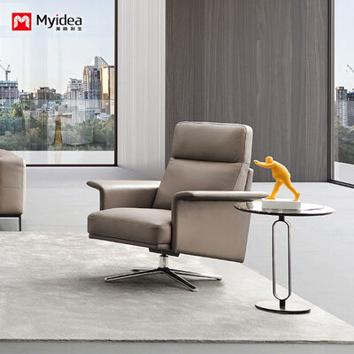 membeli Executive Single-Seat Leather Lounge Sofa dengan High-Density Rebound Foam dan Aluminium Alloy Legs online manufacture