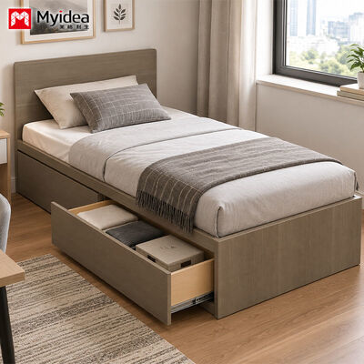 membeli Rangka Tempat Tidur Single untuk Apartemen & Hotel dengan Penyimpanan Bawah Tempat Tidur, Satu Laci Penyimpanan Samping & Satu Rak Sepatu Samping, Desain Hemat Ruang untuk Kamar Kecil online manufacture