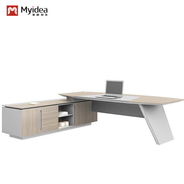 Light Colored Boss Desk, Simple And Bright Boss Desk, Foshan Origin Factory Office Furniture, Foreign Trade Export