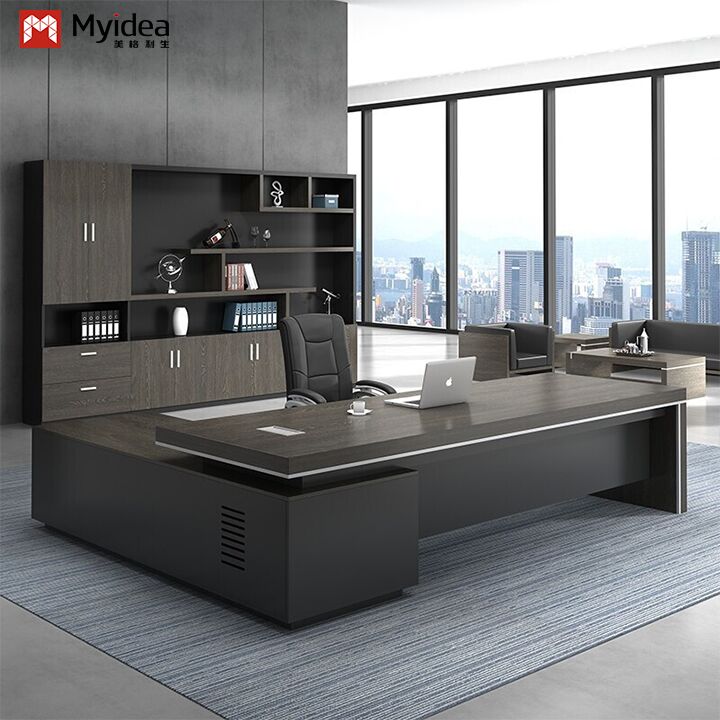 Modern Eco-Friendly L-shaped Executive Computer Desk with Large-capacity Storage Sub-cabinet