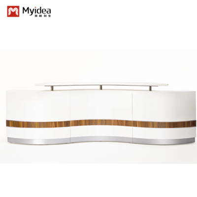 Meja depan dengan cat panggang melengkung, meja bar perusahaan, rumah sakit kecantikan, klinik gigi, meja kasir melingkar, meja resepsi sederhana dan modern