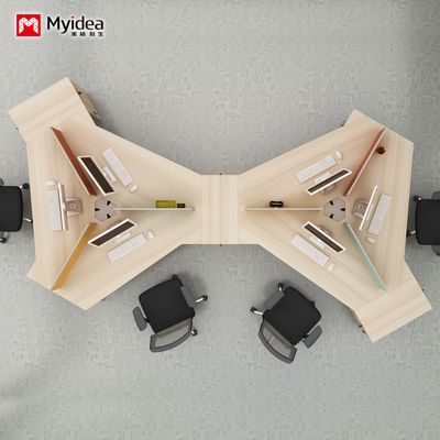 Kustomisasi Desain Rasa Kantor Perusahaan Akuntansi dan Keuangan Meja Staf Meja Kombinasi Tidak Teratur Meja