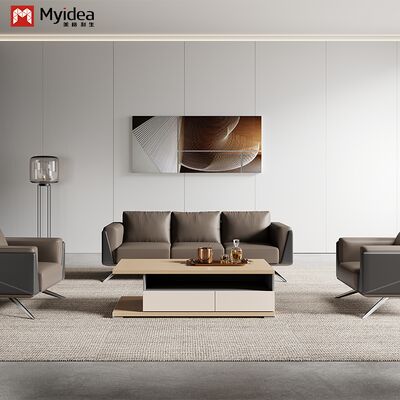 Pabrik Grosir Sofa Kulit Ramah Lingkungan Modern Berkaki Logam Komersial