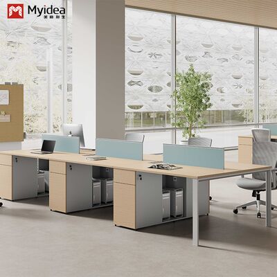 Dua Anggota Staf Berhadapan Satu Sama Lain, Empat Laci Meja Kantor, Layar Berwarna Cerah, Meja Perabot Kantor grosir