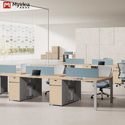 Dua Anggota Staf Berhadapan Satu Sama Lain, Meja Kantor grosir, Layar Berwarna Cerah, Meja Perabot Kantor grosir